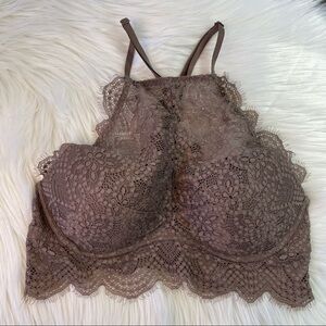 Pink Victoria’s Secret Lace High Neck Push-up Bralette small
